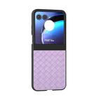 For Motorola Razr 50 Black Frame Woven Texture PU Phone Case(Purple) - 2