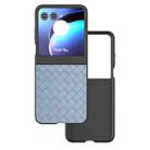 For Motorola Razr 50 Black Frame Woven Texture PU Phone Case(Light Blue) - 1