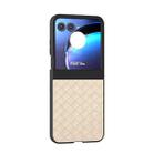 For Motorola Razr 50 Black Frame Woven Texture PU Phone Case(Beige) - 2