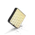 For Motorola Razr 50 Ultra Black Frame Woven Texture PU Phone Case(Gold) - 3