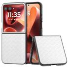 For Motorola Razr 60 Ultra Black Frame Woven Texture PU Phone Case(White) - 1