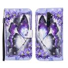 For OPPO A9 (2020) 3D Painted Pattern Horizontal Flip Leather Case with Holder & Wallet & Card slot & Lanyard(Purple Butterfly) - 1