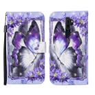 For OPPO A5 (2020) 3D Painted Pattern Horizontal Flip Leather Case with Holder & Wallet & Card slot & Lanyard(Purple Butterfly) - 1