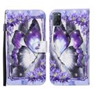 For OPPO A52 3D Painted Pattern Horizontal Flip Leather Case with Holder & Wallet & Card slot & Lanyard(Purple Butterfly) - 1