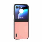 For Motorola Razr 50 ABEEL Genuine Leather Wave Black Edge Phone Case(Pink) - 2