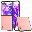 For Motorola Razr 50 Ultra ABEEL Genuine Leather Wave Black Edge Phone Case(Pink) - 1