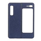 For Samsung Galaxy Fold 5G Hella Cross Texture Top-grain Leather + PC + TPU Shockproof Protective Case(Blue) - 1