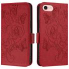 For iPhone SE 2022 / SE 2020 / 8 / 7 Embossed Rose RFID Anti-theft Leather Phone Case(Red) - 2