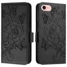 For iPhone SE 2022 / SE 2020 / 8 / 7 Embossed Rose RFID Anti-theft Leather Phone Case(Black) - 2