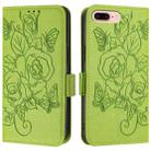 For iPhone 8 Plus / 7 Plus Embossed Rose RFID Anti-theft Leather Phone Case(Green) - 2