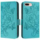For iPhone 8 Plus / 7 Plus Embossed Rose RFID Anti-theft Leather Phone Case(Light Blue) - 2