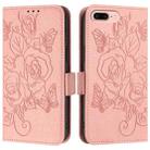 For iPhone 8 Plus / 7 Plus Embossed Rose RFID Anti-theft Leather Phone Case(Pink) - 2