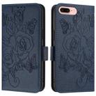 For iPhone 8 Plus / 7 Plus Embossed Rose RFID Anti-theft Leather Phone Case(Dark Blue) - 2