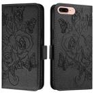 For iPhone 8 Plus / 7 Plus Embossed Rose RFID Anti-theft Leather Phone Case(Black) - 2