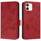 For iPhone 11 Embossed Rose RFID Anti-theft Leather Phone Case(Red) - 2