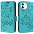 For iPhone 11 Embossed Rose RFID Anti-theft Leather Phone Case(Light Blue) - 2