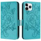 For iPhone 11 Pro Embossed Rose RFID Anti-theft Leather Phone Case(Light Blue) - 2