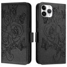 For iPhone 11 Pro Embossed Rose RFID Anti-theft Leather Phone Case(Black) - 2