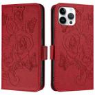 For iPhone 12 Pro Max Embossed Rose RFID Anti-theft Leather Phone Case(Red) - 2