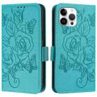 For iPhone 12 Pro Max Embossed Rose RFID Anti-theft Leather Phone Case(Light Blue) - 2