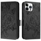 For iPhone 12 Pro Max Embossed Rose RFID Anti-theft Leather Phone Case(Black) - 2