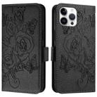 For iPhone 12  / 12 Pro Embossed Rose RFID Anti-theft Leather Phone Case(Black) - 2