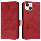 For iPhone 13 mini Embossed Rose RFID Anti-theft Leather Phone Case(Red) - 2