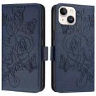 For iPhone 13 mini Embossed Rose RFID Anti-theft Leather Phone Case(Dark Blue) - 2