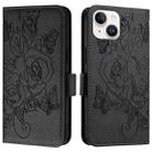 For iPhone 13 mini Embossed Rose RFID Anti-theft Leather Phone Case(Black) - 2