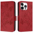 For iPhone 13 Pro Embossed Rose RFID Anti-theft Leather Phone Case(Red) - 2