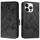 For iPhone 13 Pro Embossed Rose RFID Anti-theft Leather Phone Case(Black) - 2