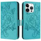 For iPhone 13 Pro Max Embossed Rose RFID Anti-theft Leather Phone Case(Light Blue) - 2