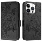 For iPhone 15 Pro Embossed Rose RFID Anti-theft Leather Phone Case(Black) - 2