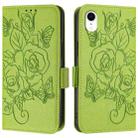 For iPhone XR Embossed Rose RFID Anti-theft Leather Phone Case(Green) - 2