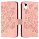 For iPhone XR Embossed Rose RFID Anti-theft Leather Phone Case(Pink) - 2