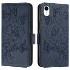 For iPhone XR Embossed Rose RFID Anti-theft Leather Phone Case(Dark Blue) - 2