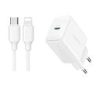 JOYROOM JR-TCF20 PD20W Type-C Port Charger Kit with Type-C to 8 Pin Cable, Plug:EU Plug(White) - 1