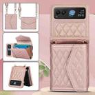 For Motorola Razr 40 Splicing Rhombic Texture Phone Case with Long & Short Lanyard(Rose Gold) - 2