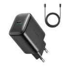 JOYROOM JR-TCF23 25W USB-C / Type-C Port Fast Charger Kit with Type-C to Type-C Cable, Plug:EU Plug(Black) - 1