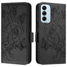 For Samsung Galaxy M14 5G Global Embossed Rose RFID Anti-theft Leather Phone Case(Black) - 2