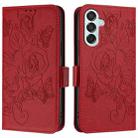 For Samsung Galaxy M15 5G / F15 5G Global Embossed Rose RFID Anti-theft Leather Phone Case(Red) - 2