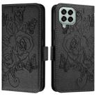 For Samsung Galaxy M33 5G Global Embossed Rose RFID Anti-theft Leather Phone Case(Black) - 2