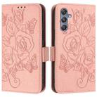 For Samsung Galaxy M34 5G / F34 5G Embossed Rose RFID Anti-theft Leather Phone Case(Pink) - 2