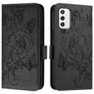 For Samsung Galaxy M52 5G Embossed Rose RFID Anti-theft Leather Phone Case(Black) - 2