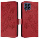 For Samsung Galaxy M53 5G Embossed Rose RFID Anti-theft Leather Phone Case(Red) - 2