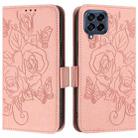 For Samsung Galaxy M53 5G Embossed Rose RFID Anti-theft Leather Phone Case(Pink) - 2
