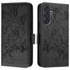 For Samsung Galaxy M55 / C55 5G Embossed Rose RFID Anti-theft Leather Phone Case(Black) - 2