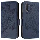 For Samsung Galaxy Note10 Embossed Rose RFID Anti-theft Leather Phone Case(Dark Blue) - 2
