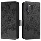 For Samsung Galaxy Note10 Embossed Rose RFID Anti-theft Leather Phone Case(Black) - 2