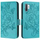 For Samsung Galaxy Note10+ Embossed Rose RFID Anti-theft Leather Phone Case(Light Blue) - 2